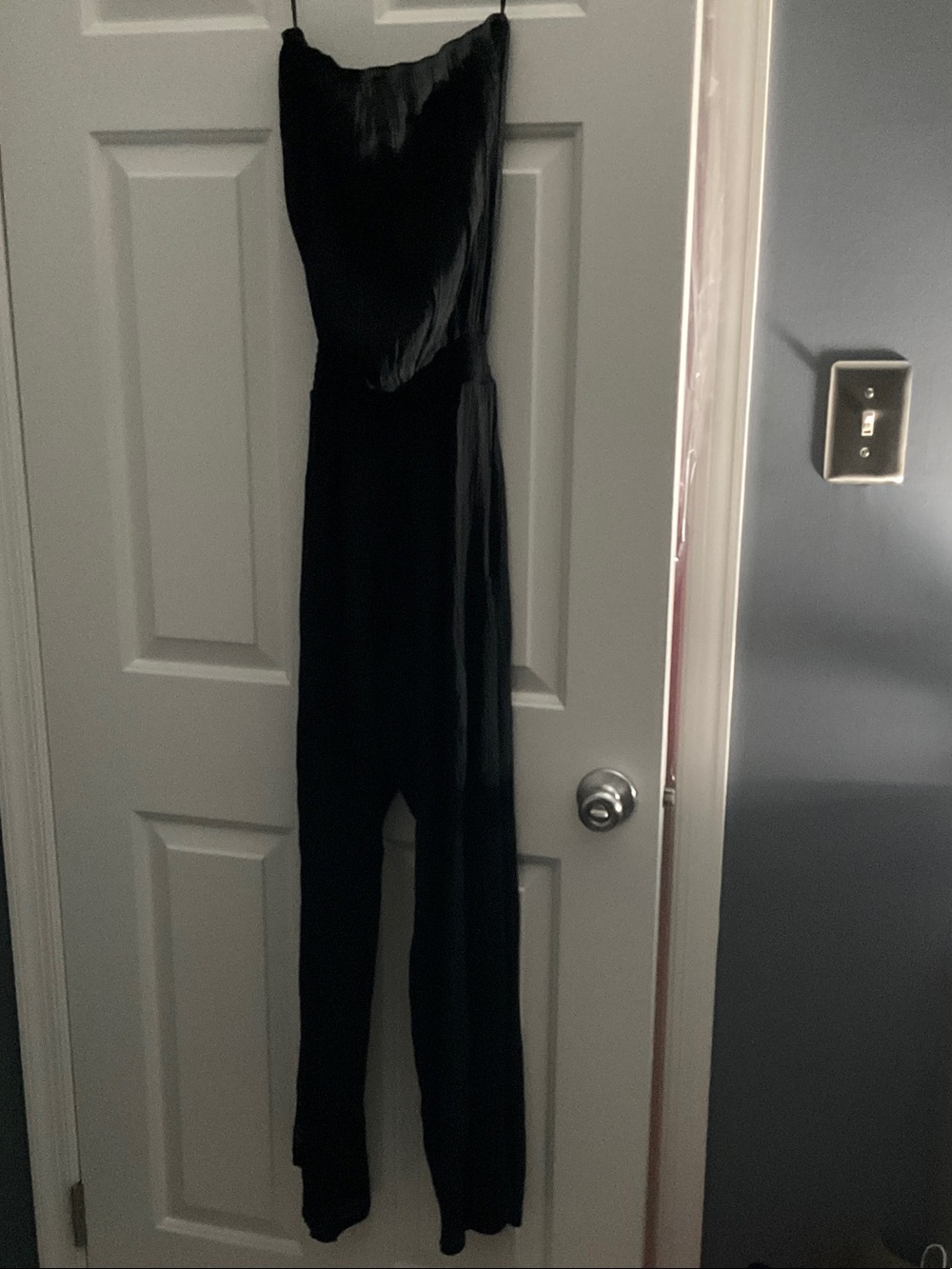 Elan Black Strapless Wide-Leg Jumpsuit